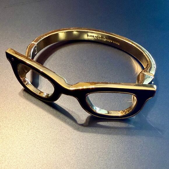 Kate Spade Goreski Eyeglasses Gold & Black Enamel Bracelet - Picture 1 of 9
